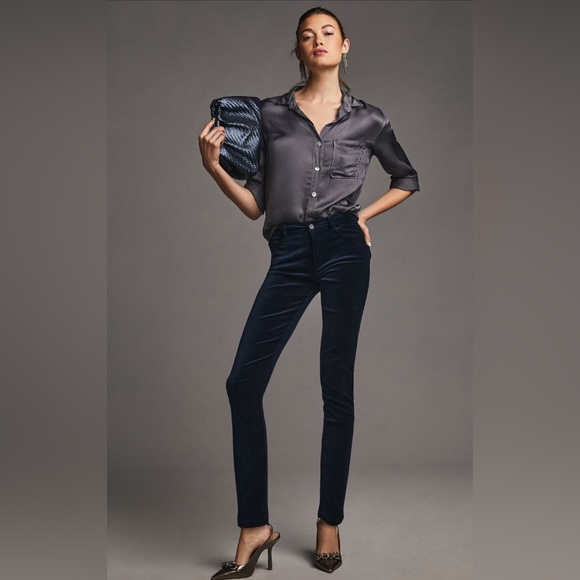 Paige Hoxton ankle velvet pant size 24 Navy - Picture 1 of 5